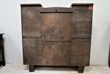 Antique English Oak Drop Front Secretary Desk With Side by Side Glass Bookcases