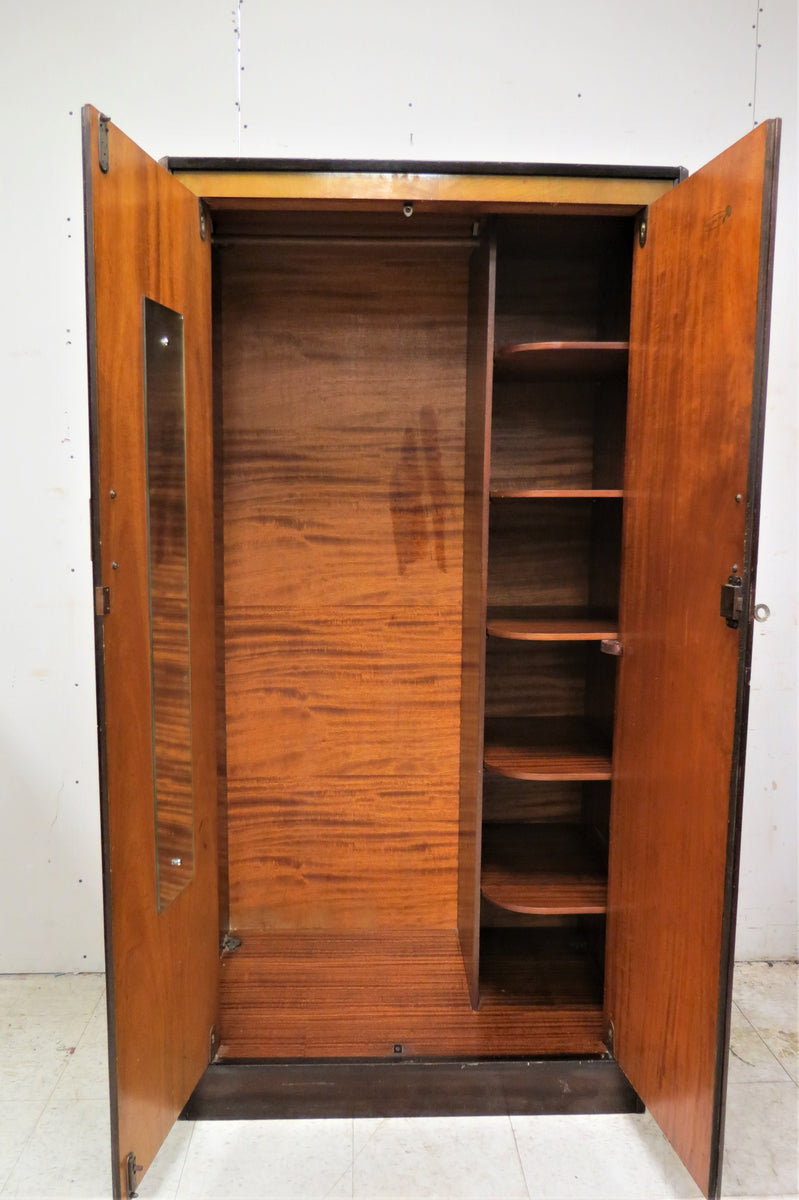 Mid Century English Gloss Mahogany Golden Key Two Door Wardrobe No. 7