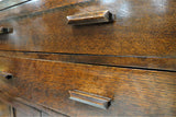 Large Antique English Tiger Oak Two Over Two Tall Boy Dressing Chest