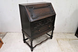 Antique English Oak Jacobean Barley Twist Secretary Desk