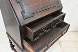 Antique English Oak Jacobean Barley Twist Secretary Desk