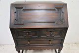 Antique English Oak Jacobean Barley Twist Secretary Desk