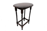 Antique English Barley Twist Scalloped Edge Oval Side Table