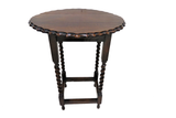 Antique English Oak Barley Twist Scalloped Edge Accent Table