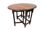 Antique English Oak Barley Twist Gate Leg Drop Leaf Table