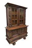 Vintage French Bruegel Style Carved China Cabinet