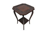 Antique English Carved Oak Two Tier Window Table