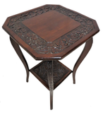 Antique English Carved Oak Two Tier Window Table