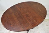 Vintage English Tiger Oak Oval Drop Leaf Gate Leg Dining Table