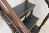 Antique French Library Steps With Embossed Leather Stairs