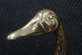 Mid Century Brass Goose and Gosling Vintage Life Size Heavy Mother & Baby Duck