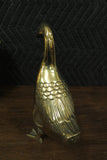 Mid Century Brass Goose and Gosling Vintage Life Size Heavy Mother & Baby Duck