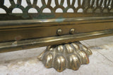 Vintage English Pierced Brass Fireplace Fender Or Kerb With Claw Feet