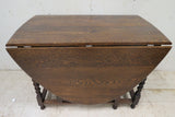 Large Antique English Oak Barley Twist Drop Leaf Gate Leg Table - Refinished