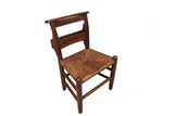 Vintage Child's Wooden Prayer Chair With Bible or Book Box and Woven Rush Seat