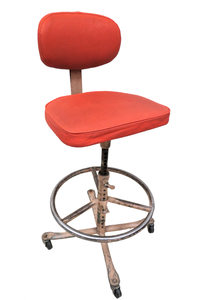 Vintage Mid Century Cramer Adjustable Rolling Industrial Drafting Stool Chair