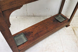 Antique English Tiger Oak Hall Tree With Beveled Mirror and Glove Box
