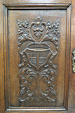Antique French Carved Cabinet or Cupboard With Linen Fold Accents