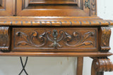 Vintage Spanish Figural Carved Bar Cabinet or China Cabinet