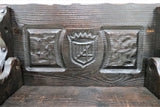 Antique Gothic French Heavily Carved Small Monks Bench