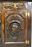 Antique Gothic Renaissance Carved Entry Table And Entry Cabinet