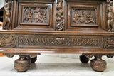 Vintage French Bruegel Style Carved China Cabinet