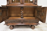 Vintage French Bruegel Style Carved China Cabinet