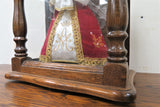 Turn of the Century French Wax Madonna and Child in Oak and Glass Case