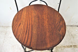 Vintage Twisted Metal and Oak Ice Cream Parlor Table and 4 Chairs