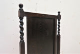 Antique English Dark Oak Barley Twist Fire Screen