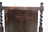 Antique English Dark Oak Barley Twist Fire Screen