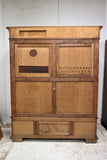 Vintage French Bruegel Style Carved 4 Door Cabinet or Entertainment Center