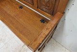 Antique Carved Dutch Hall Bench or Monks Bench With Under Seat Storage