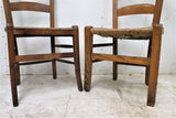 2 Antique French Prayer Chairs With Woven Rush Seats