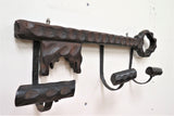 Antique French Oak and Wrought Iron Hat Rack