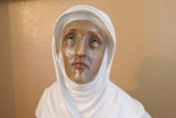Large Vintage French Religious Catholic Madonna Holy Mother Sacred Heart Polychrome Plaster Statue