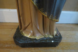 Large Vintage French Religious Catholic Madonna Holy Mother Sacred Heart Polychrome Plaster Statue