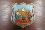 Vintage Hand Painted Iron Delaware State Seal Crest Shield