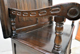Antique English Monks Bench With Linen Fold Carving, Flip Top and Storage