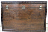 Large Vintage English Carved Wood Trunk, Storage or Blanket Box