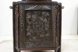 Antique English Mahogany Hanging Corner Cabinet With Intricate Carving