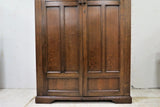 Vintage English Oak Double Door Cathedral Carved Wardrobe or Armoire