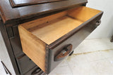 Vintage Art Deco Drop Front Secretary With Leaded Glass Bookcase Topper