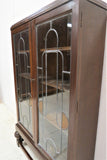 Antique English Art Deco Leaded Stained Glass Bookcase With Adjustable Shelves