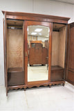 Amazing Antique English Relief Carved Triple Door Wardrobe or Armoire