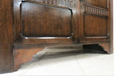 Antique English Carved Dark Oak Tudor Style Court Cupboard