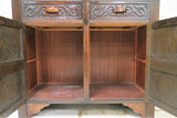 Antique English Carved Dark Oak Tudor Style Court Cupboard