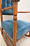 Antique Solid Wood Ladder Back Mushroom Arm Rocking Chair