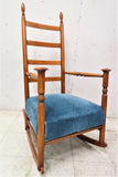 Antique Solid Wood Ladder Back Mushroom Arm Rocking Chair