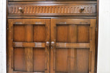 Vintage English Dark Oak Panel Front Cocktail Cabinet